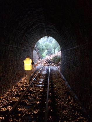 Imagen del desprendimiento producido a la entrada de uno de los túneles del tren de Sóller.
